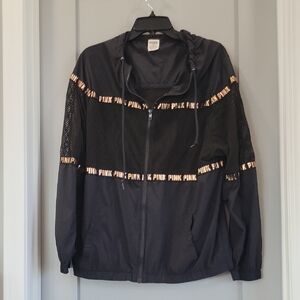 PINK Victoria's Secret Black Utility Jacket with Orange Accents